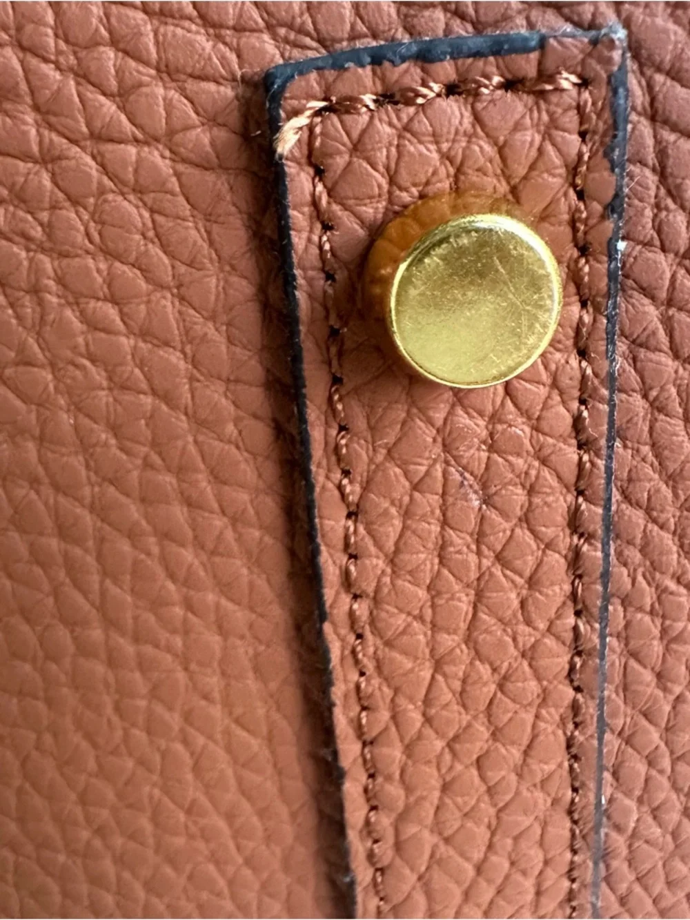 Caramel Structured Top Handle Bag | Gold Hardware | Chic Classic Style - Picture 9 of 17